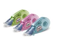 Pritt Micro Roller, Correttore a nastro per correggere ogni errore, Bianchetto a nastro antimacchia mini, Cancellino a nastro dal design colorato in blu, verde e rosa, Confezione da 3 (5mmx6m)