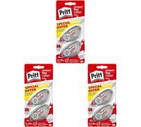 Pritt Flex Roller, Bianchetto a nastro per coprire ogni errore, Correttore a nastro riscrivibile, Cancellino a nastro per frasi e lettere singole, 3 Confezioni da 2 (4.2mmx10m)