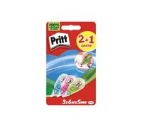 Pritt Micro Roller, Correttore a nastro per correggere ogni errore, Bianchetto a nastro antimacchia mini, Cancellino a nastro dal design colorato in blu, verde e rosa, Confezione da 3 (5mmx6m)