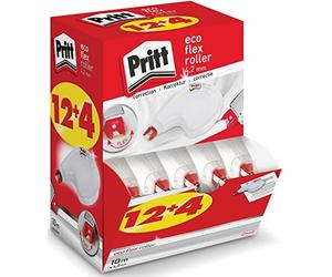 Pritt Rullo correttore Eco Flex Sideway, Applicazione Laterale, immediatamente scrivibile, Punta Flessibile, Larghezza Circa 4,2 mm, Lunghezza Circa 10 m, Set Economico con 16 rulli