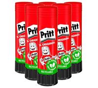 Pritt Stick Colla Trasparente con Ingredienti Naturali Forte Lunga Tenuta per Collage e Lavoretti Incollaggi Precisi e Facili per Bambini - 6 Stick da 22g