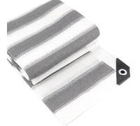 Privacy Giardino Esterno Rete parasole anti UV a strisce bianche e grigie in HDPE for balcone, schermo for la privacy, protezione for fiori e piante da giardino Copri Ringhiera Balcone(0.9mx4m)