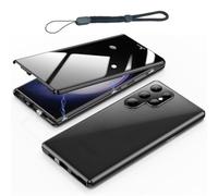 Privacy Magnetic Double Sided Tempered Glass Phone Case for Samsung Galaxy S25 S24 S23 S22 S21 Series, Anti-Peeping Screen Full Body Protection Cover (Black,HD for S24)