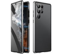 Privacy Magnetic Double Sided Tempered Glass Phone Case for Samsung Galaxy S25, S24, S23, S22, S21 Series, Anti-Peeping Screen, Wireless Charging (Silver,S22Ultra)