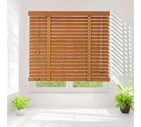 Privacy Tende Veneziana in Legno Larghezza 20-160 cm Altezza 80-280 cm, 50 mm Lamelle Persiane Veneziane Orizzontali per Finestre Interne e Porte/Ufficio/Cucina/Bagno/Soggiorno(Light brown)