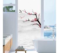 Privacy Window Film Wintersweet Wash Painting Window Sticker Non-Adhesive No Glue Window Glass Sticker UV Protection Window Covering for Home (40x60cm)