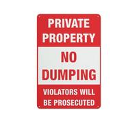 Private Property - Cartello con scritta "No Dumping", 20,3 x 30,5 cm, in alluminio antiruggine, resistente alle intemperie, impermeabile, facile da montare