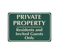 Private Property Residents And Invited Guests Only, cartello di avvertimento adesivo, cartello di sicurezza per esterni, 30,5 x 20,3 cm