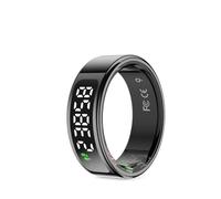 Prixton Anello Intelligente Smart Ring Orbyt Touch per Uomo e Donna, Display Touch, Base di Ricarica, Analisi del Sonno/Pulsometro/Pedometro/Calorie, Android e iOS, Nero, Taglia 9 (19,1 mm)