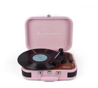 PRIXTON Giradischi in Vinile Vintage VC600, Lettore e convertitore di vinile tramite Bluetooth e USB, 2 altoparlanti incorporati, Colore Rosa