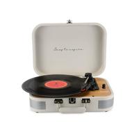 PRIXTON - Giradischi in vinile vintage VC600 - Riproduttore e Convertitore di Vinili tramite Bluetooth, USB, Radio FM - 2 altoparlanti integrati (Crema)