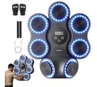 Prixton Macchina da Boxe Musicale Combat PRO BM150, Bluetooth e Luci LED, 11 modalità e 9 velocità, Guanti Inclusi, Allenamento Interattivo da Parete per la Casa