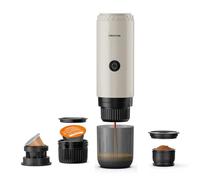 Prixton Macchina da Caffè Espresso Portatile Roma, Compatibile con Caffè Macinato e Capsule, 19 Bar di Pressione, Potenza 80 W, Serbatoio 80 ml, Spegnimento Automatico, Adattatori Inclusi (Crema)