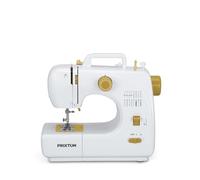 PRIXTON - Macchina da Cucire Portatile P120 con Cassetto per Accessori Lampada Integrata 16 Tipi di Punti Pedale Incluso Colore Bianco / Giallo - SPEDIZIONE GRATUITA