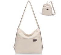 Prizmxed Borsa zaino 2 in 1 da donna, borsa a tracolla in nylon impermeabile, può essere utilizzata come zaino o borsa a tracolla, adatta per pendolarismo, scuola, viaggi e shopping., beige