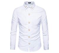 PRJN Camicia Elastica di bambù Fibra per Uomo Slim Fit Camicie da Cerimonia Manica Lunga Uomo Camicia Manica Lunga, Camicia da Uomo Slim Fit Stiro Cotone Maniche Lungo Camice Casual/Formale