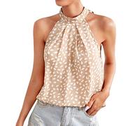 PRJN Canotta da Donna con Scollo all'Americana Top in Cotone Morbido Camicia Senza Maniche Estiva Top da Donna con Collo Alto Canotta Estiva sul Retro Camicie Canotta Casual Top Camicia
