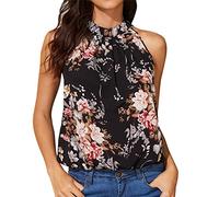 PRJN Canotta da Donna con Scollo all'Americana Top in Cotone Morbido Camicia Senza Maniche Estiva Top da Donna con Collo Alto Canotta Estiva sul Retro Camicie Canotta Casual Top Camicia