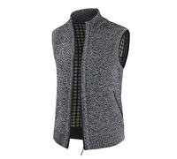 PRJN Gilet Senza Maniche Uomo Maglione Gilet V-Collo Inverno Classico Maglione da Uomo Senza Maniche con Cerniera Smanicato Antivento Giubbino Smanicato Gilet Imbottito Maglione con Cerniera