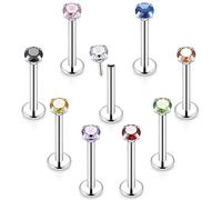 Prjndjw 20G 18G 16G Orecchini a bottone con retro piatto in acciaio inox chirurgico gioielli monroe anelli per labbro cartilagine trago elica spinta naso anello Medusa gioielli per donne uomini 3 mm