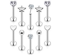 Prjndjw 20G 18G 16G Orecchini a bottone con retro piatto in acciaio inox chirurgico gioielli monroe anelli per labbro cartilagine trago elica spinta naso anello Medusa gioielli per donne uomini 3 mm