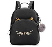 PRLINJSK Zaino Mini Cat per le donne, Fiore nero., Small, Zaini da viaggio