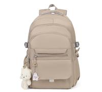 PRLINJSK Zaino per ragazze, per studenti universitari e di scuole superiori e medie, grazioso, per ragazze e donne, con accessori, Cachi, Large, Zaini Tradizionali