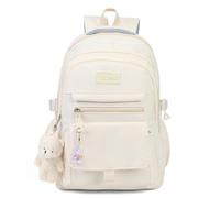 PRLINJSK Zaino per ragazze per studenti universitari e medi, carino estetico, per ragazze e donne, con accessori, Beige, Large, Zaini Tradizionali