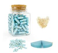 Prmape 101 Pezzi Capsule Lettere Messaggio in una Bottiglia, Blu Trasparente Capsule Messaggio Positivo, Capsule Dell'Alfabeto per Anniversario Compleanno San Valentino