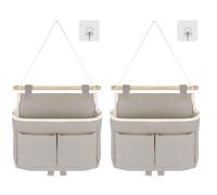 Prmape 2 sacchetti portaoggetti sospesi, colore grigio, ad alta capacità, assemblabili, 3 scomparti con gancio adesivo, organizer da appendere per casa, scuola, ufficio, negozio, camper, tenda