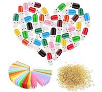 Prmape 200 capsule a forma di lettere con messaggio, simpatiche capsule colorate per pillole con faccine sorridenti, per lettere d'amore, note di amicizia o regali