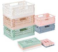 Prmape 5 scatole pieghevoli plastica, piccole dimensioni 20 x 15 x 9 cm, mini scatola pieghevole da 15 x 10 x 5,7 cm, portatili, colorate, stabili, pieghevoli, per casa, ufficio, negozio/scuola