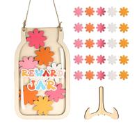 Prmape Barattolo di Ricompensa, Barattolo Premio per Bambini con 25 Fiori, Barattolo Ricompensa Legno, Barattolo delle Ricompense per Bambini Insegnanti Casa e Scuola