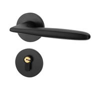 PRNDKYQZ Serratura for Porta Interna in Alluminio Spaziale Maniglia for Porta da Camera da Letto Moderna e Minimalista Serratura for Porta da Camera silenziosa Divisa Nera(55161 Yahei)