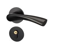 PRNDKYQZ Serratura for Porta Interna in Alluminio Spaziale Maniglia for Porta da Camera da Letto Moderna e Minimalista Serratura for Porta da Camera silenziosa Divisa Nera(53509 Yahei)