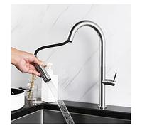 PRNDKYQZ Trafilatura del Rubinetto della Cucina Tipo Pull Lavello della Cucina Nero Rubinetto Freddo e Caldo Rubinetto Miscelatore da Cucina Girevole a 360 Gradi(Wire Drawing)