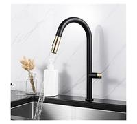 PRNDKYQZ Trafilatura del Rubinetto della Cucina Tipo Pull Lavello della Cucina Nero Rubinetto Freddo e Caldo Rubinetto Miscelatore da Cucina Girevole a 360 Gradi(Black Gold)