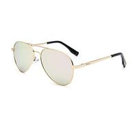 Pro Acme Piccoli occhiali da sole polarizzati pilota per adulti viso piccolo e Junior, 52 mm, C3 - Montatura Oro | Lente Specchiata Rosa, Lenswidth