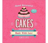 PRO-Art gla932d - Dipinto murale Cakes Made with Love, Arte su Vetro, 20 x 20 cm