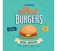 PRO-Art gla933d - Dipinto murale Best Burgers, Arte su Vetro, 20 x 20 cm