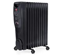 Pro Breeze Radiatore ad Olio 2500W, 11 Elementi - Riscaldatore Elettrico Portatile - Timer Incorporato, 3 Livelli di Calore, Termostato e Spegnimento Automatico di Sicurezza - Nero