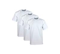 PRO Club Confezione da 3 Magliette Girocollo a Maniche Corte in Cotone Pesante da Uomo, Bianco, M