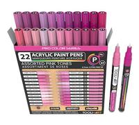 Pro Colour Series 22 pennarelli acrilici, punta extra fine da 0,7 mm, per pietra, vetro, tazze, legno, metallo, plastica, tela rosa, atossico, a base d'acqua, ad asciugatura rapida.