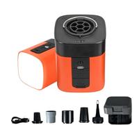 Pro - Compact Electric Pump with Vacuum & Led Light, 2 in 1 Portable Mini Air Pump, Rechargeable, Inflate Deflate for Inflatables, Camping Gear (Red)
