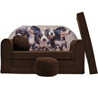 Pro Cosmo Divano letto pieghevole per bambini con funzione letto Perfetto per giocare e dormire - Con materasso, cuscino e pouf sfoderabili - 98x168x59 cm K7 Marrone (cuccioli)