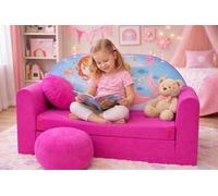 Pro Cosmo Divano letto pieghevole per bambini con funzione letto Perfetto per giocare e dormire - Con materasso, cuscino e pouf sfoderabili - 98x168x59 cm (H4) Rosa - Sirena