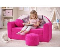 Pro Cosmo Divano letto pieghevole per bambini con funzione letto Perfetto per giocare e dormire - Con materasso, cuscino e pouf sfoderabili - 98x168x59 cm - H6 Rosa - Gattino