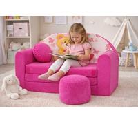 Pro Cosmo Divano letto pieghevole per bambini con funzione letto Perfetto per giocare e dormire - Con materasso, cuscino e pouf sfoderabili - 98x168x59 cm - H3 Rosa - Orsetto di peluche con un cuore