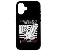 Pro Democracy Needs Your Courage No Kings USA Resist Fascism Custodia per iPhone 16