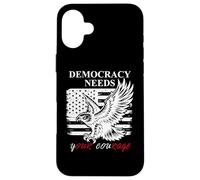 Pro Democracy Needs Your Courage No Kings USA Resist Fascism Custodia per iPhone 16 Plus